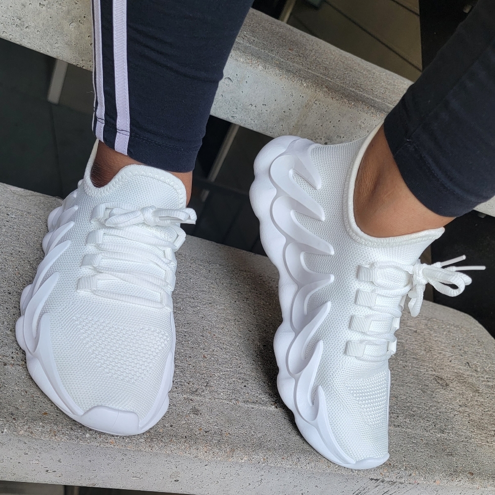 White trendy slip on sneakers